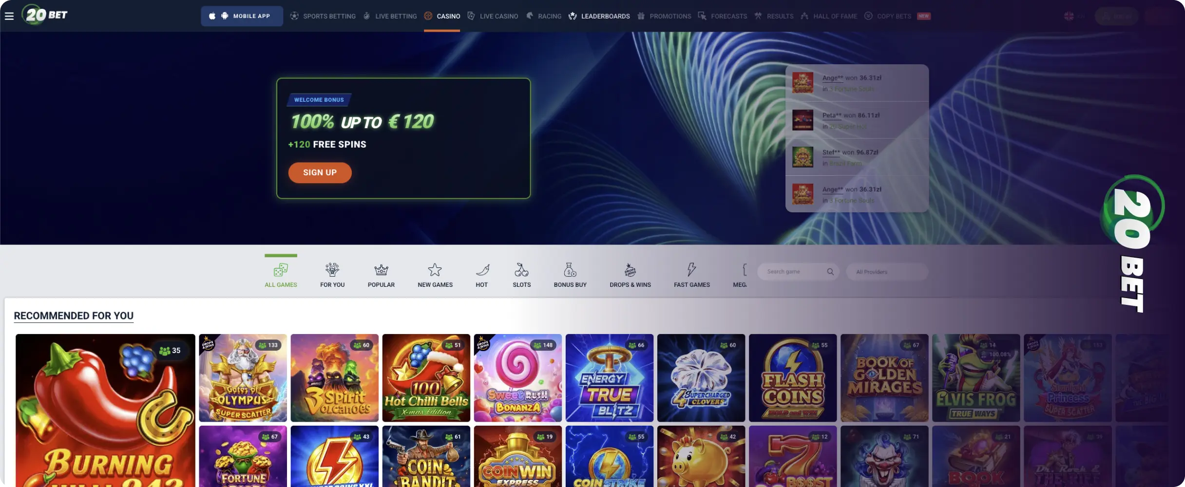 20Bet Platforma gier
